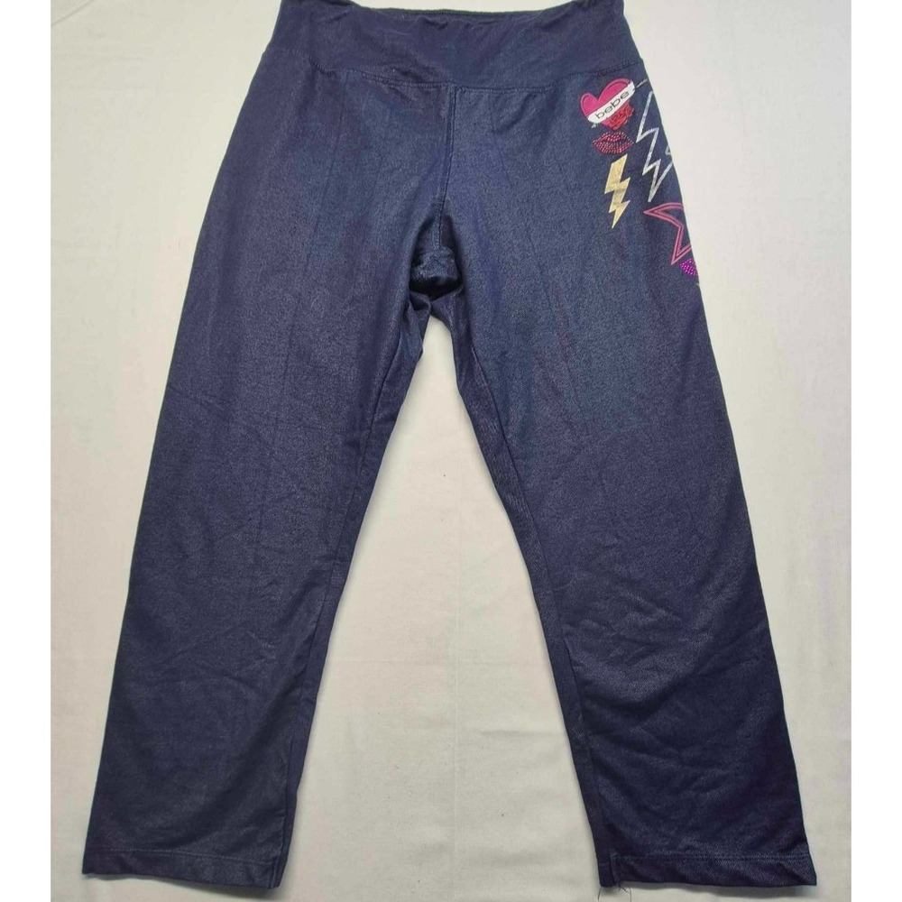 BeBe Sports women's navy yoga leggings fitness pants stars/lighting /heart sz XL